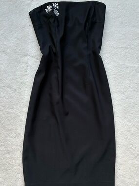 Laundry By Shelli Segal Strapless Black Sheath Dress with Crystal Detail